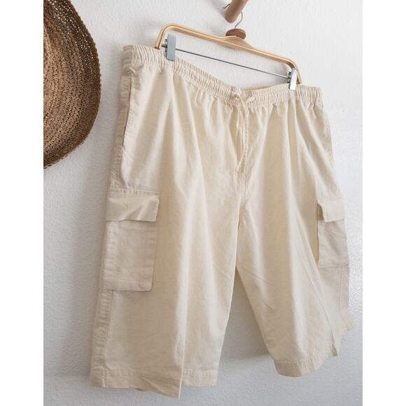 Lakhay's Collection Hemp Cotton Blend Pull On Cargo Shorts Neutral Size Large - Picture 2 of 12
